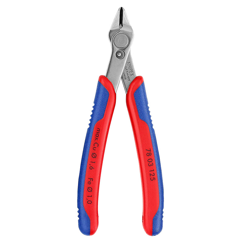 PINCE COUPANTE PRO KNIPEX SUPER KNIPS 125mm CHROME ULTRA FINE POUR ELECTRONIQUE AVEC POIGNEE ERGONOMIQUE (78 03 125)  -MADE IN GERMANY-