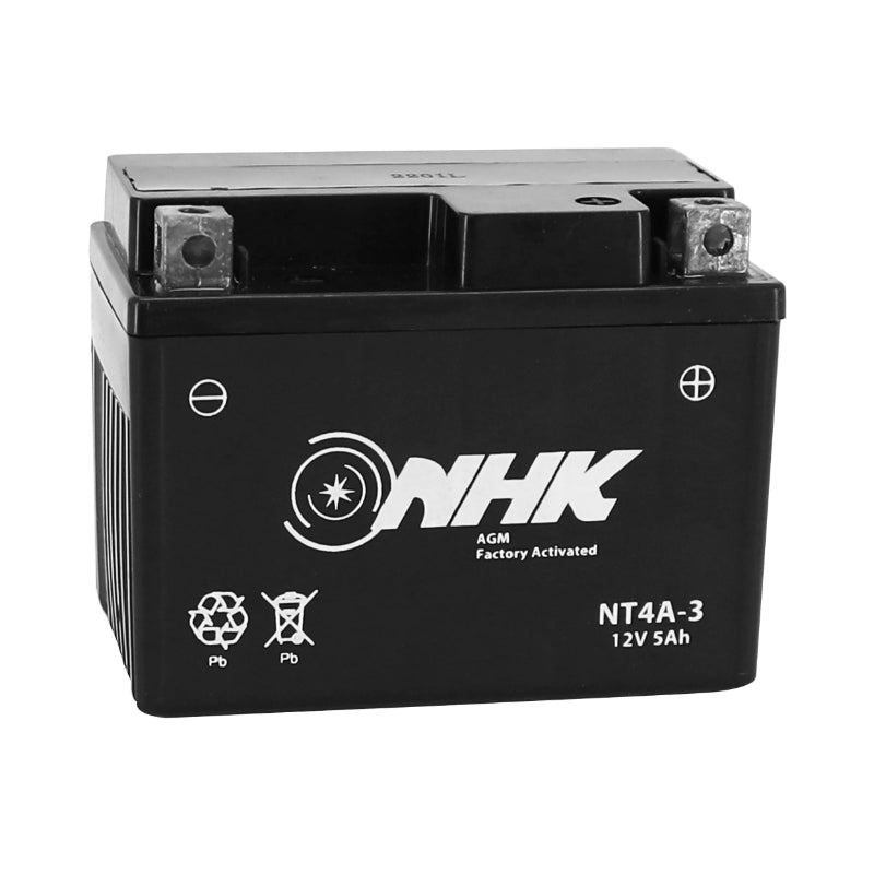 BATTERIE 12V  5 Ah NT4A-3 NHK FA SANS ENTRETIEN PRETE A L'EMPLOI (Lg114xL71xH86mm) (ACTIVEE EN USINE - QUALITE PREMIUM - EQUIVALENT YT4A-3 - SLA - GEL)