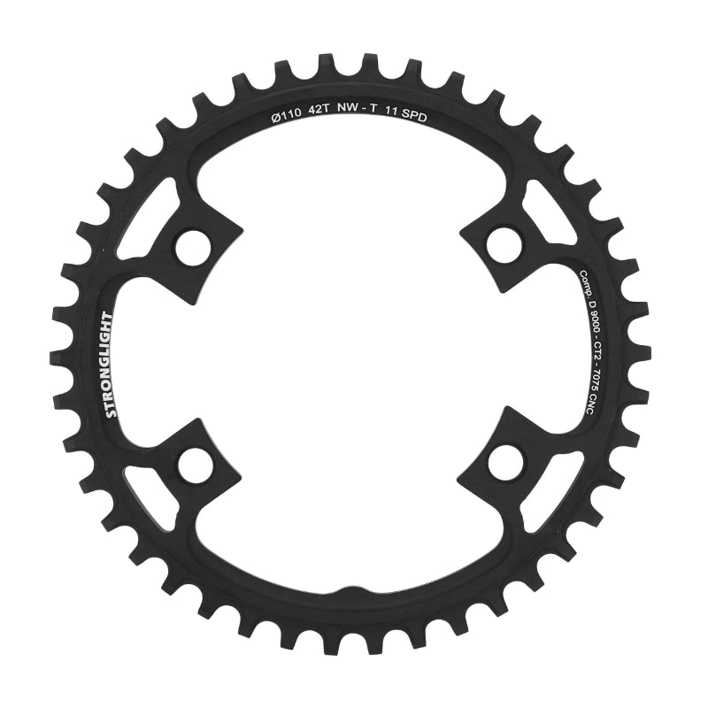 GRAVEL CHAINRING 4BRA D.110 FOR SHIMANO ULTEGRA 6800 STRONGLIGHT CT2 42TTS MONO BLACK COMPATIBLE SHIMANO DURA-ACE 9000 - 105 5800 11V. NARROW WIDE