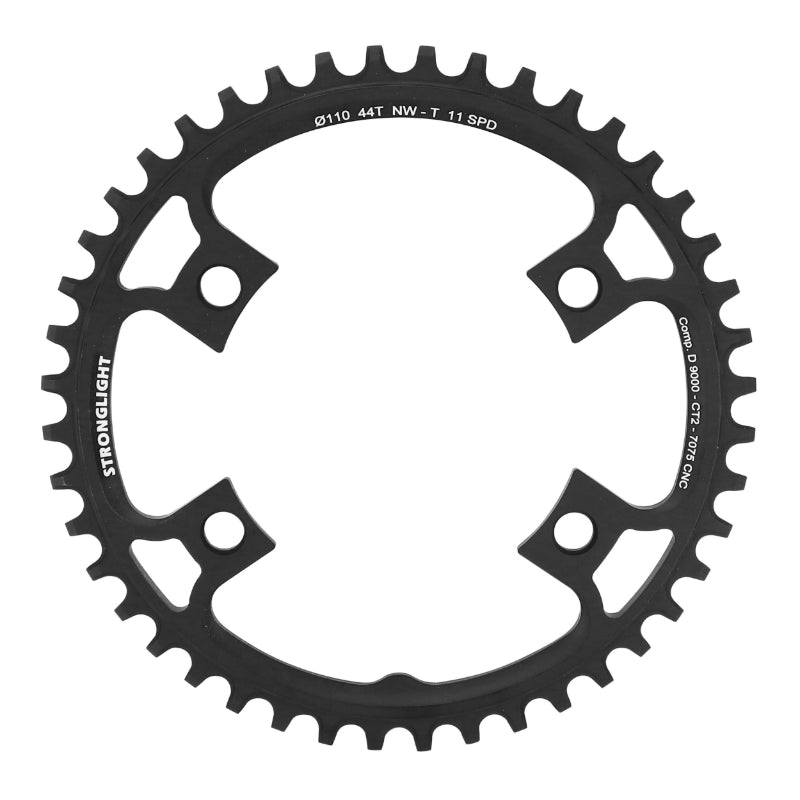 GRAVEL CHAINRING 4BRA D.110 FOR SHIMANO ULTEGRA 6800 STRONGLIGHT CT2 44TTS MONO BLACK COMPATIBLE SHIMANO DURA-ACE 9000 - 105 5800 11V. NARROW WIDE