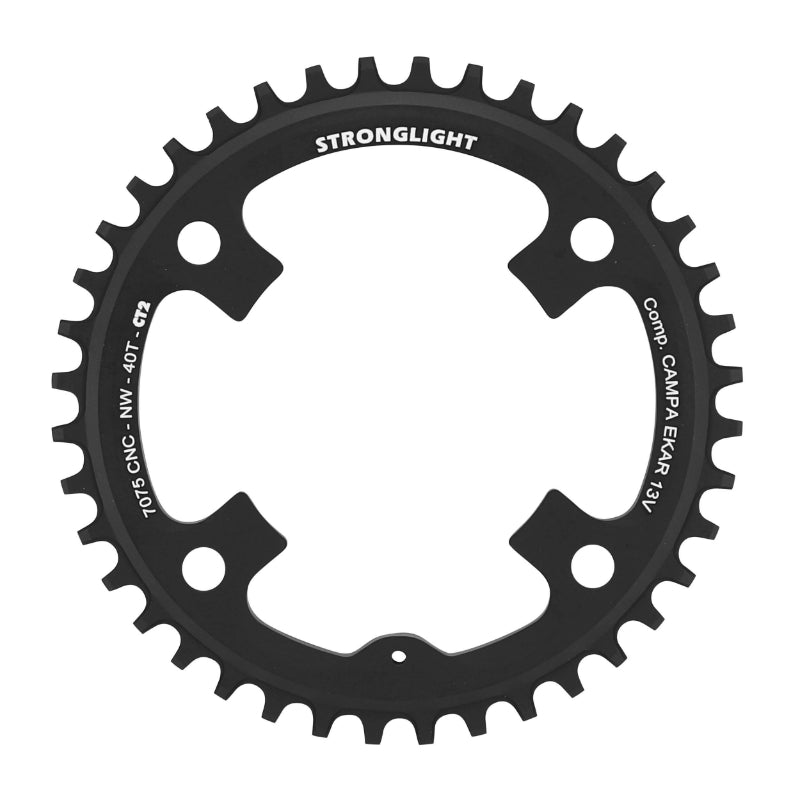 GRAVEL CHAINRING 4BRA D.123 FOR CAMPAGNOLO EKAR STRONGLIGHT CT2 40TTS MONO BLACK 13V. NARROW WIDE