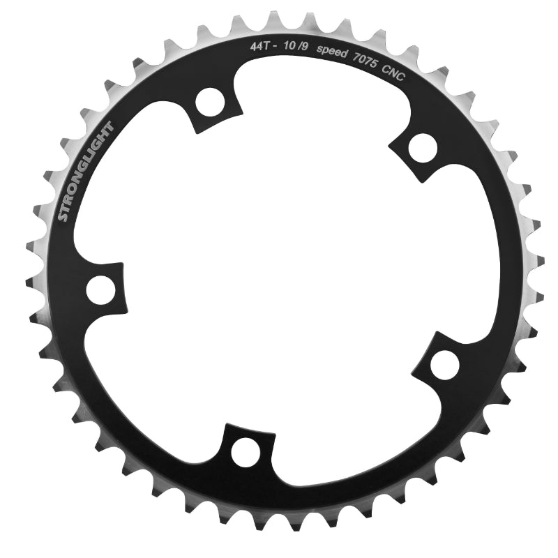 ROAD CHAINRING 5BRA D.130 STRONGLIGHT 44TTS INTERIOR BLACK ALU 7075 TYPE SHIMANO 9-10V.