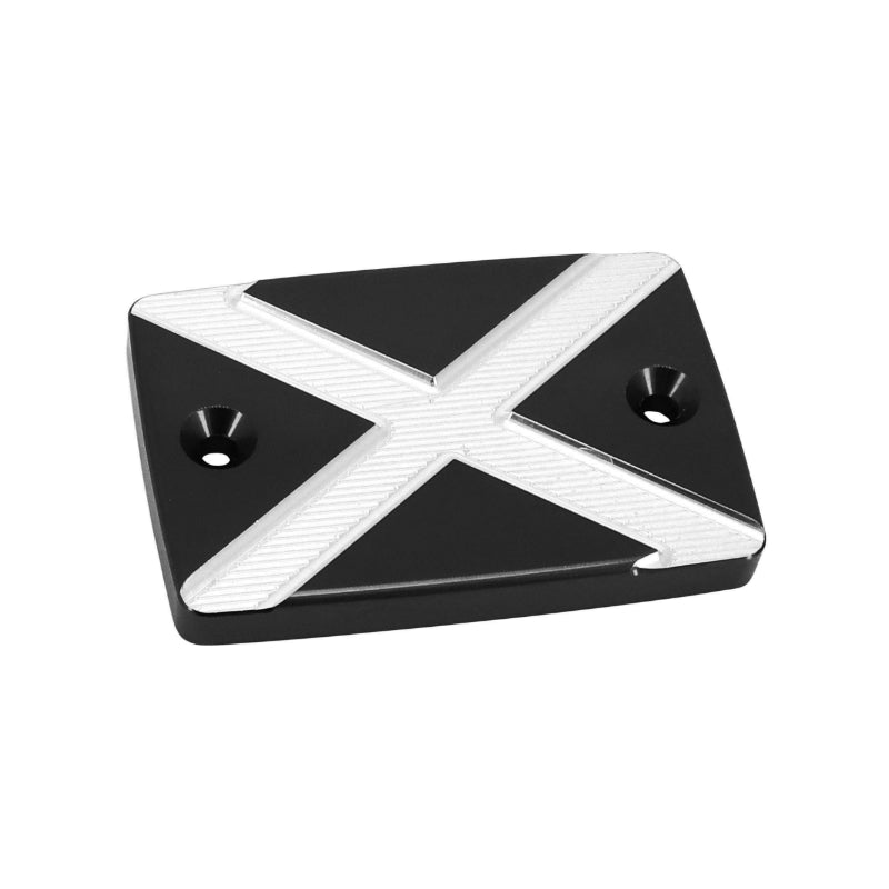 MOTORCYCLE BRAKE MASTER CYLINDER COVER FOR YAMAHA 700 MT-07 BLACK ANODIZED CNC ALUMINUM WITH CROSS PATTERN -AVOC-