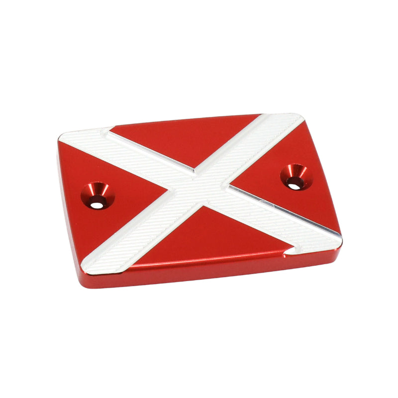 MOTORCYCLE BRAKE MASTER CYLINDER COVER FOR YAMAHA 700 MT-07 ALU CNC ANODIZED RED WITH CROSS PATTERN -AVOC-