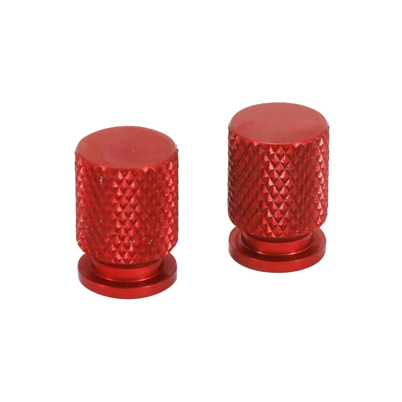 RED ALUMINUM MOTORCYCLE-SCOOT-MOTORCYCLE VALVE CAP (PAIR) -AVOC-