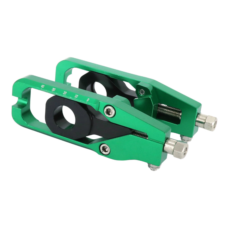 TENDEUR-AJUSTEUR DE CHAINE MOTO POUR KAWASAKI 900 Z900 ALU CNC ANODISE VERT (PAIRE)  -AVOC-