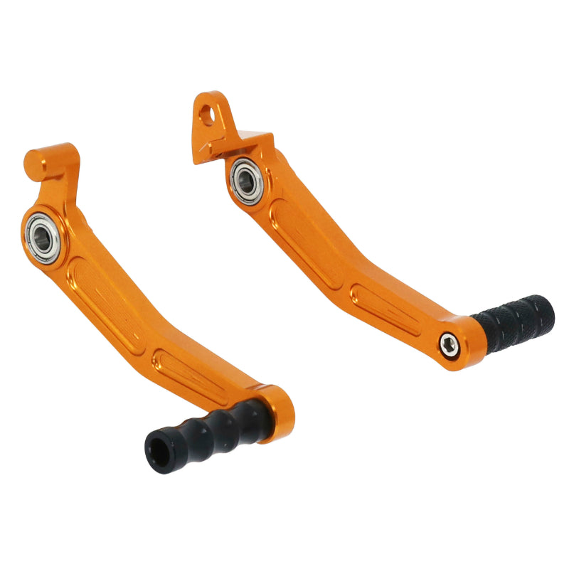 MOTORCYCLE REAR BRAKE PEDAL GEAR SHIFT SELECTOR FOR KTM 125 DUKE ALU CNC ANODIZED ORANGE BLACK TIP (PAIR) -AVOC-