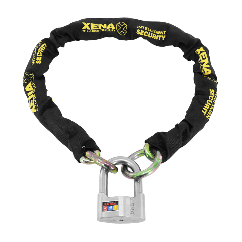 ANTIVOL A CHAINE XENA XSC120L LASSO 1.20M MAILLON DIAM 14mm AVEC U XSU69  47x69mm (CLASSE SRA CHAINE + U)