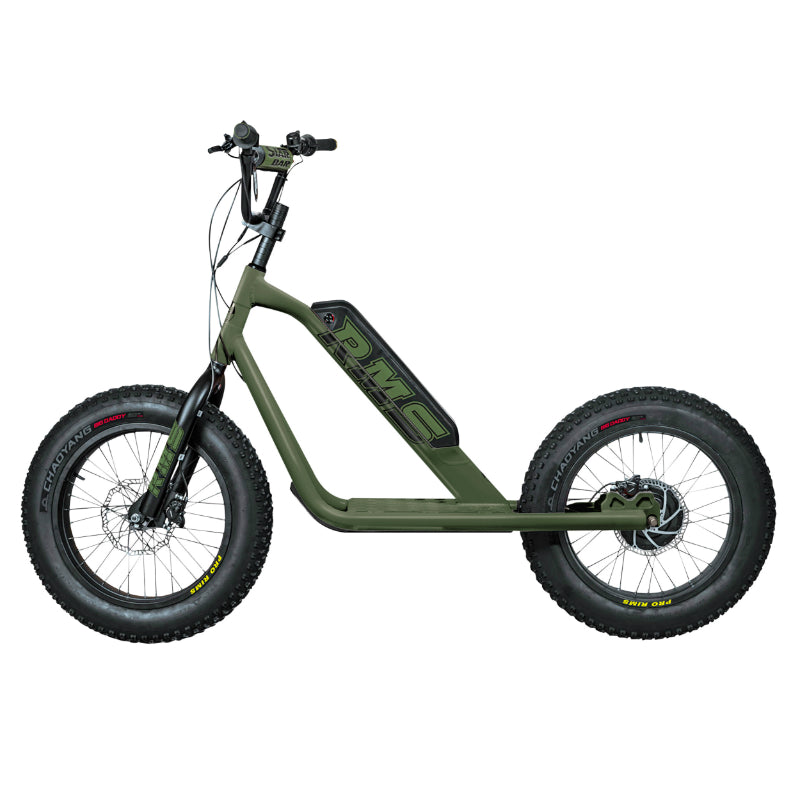 RMS BIKE 20F-X ELEKTRISCHE SCOOTER KHAKI RAL 6003 500 W MOTOR NF EN 1476 GOEDGEKEURD (AFM. 1,78x0,83x1,18 M) -GEMAAKT IN FRANKRIJK-