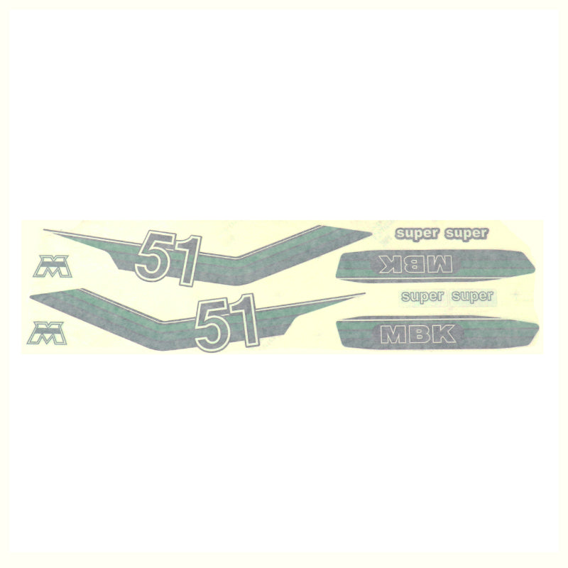 AUTOCOLLANT-STICKER CYCLO MBK 51 SUPER VERT (POCHETTE DE 8 PIECES)  -SELECTION P2R-