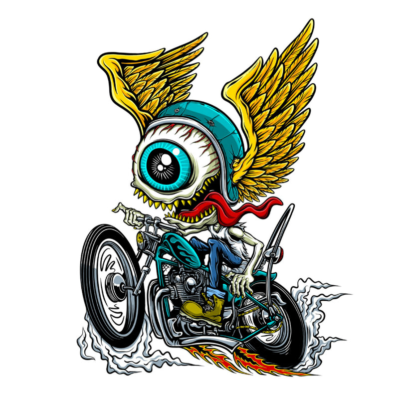 AUTOCOLLANT-STICKER LETHAL THREAT MINI FLYING EYEBALL BIKER (60x80mm)