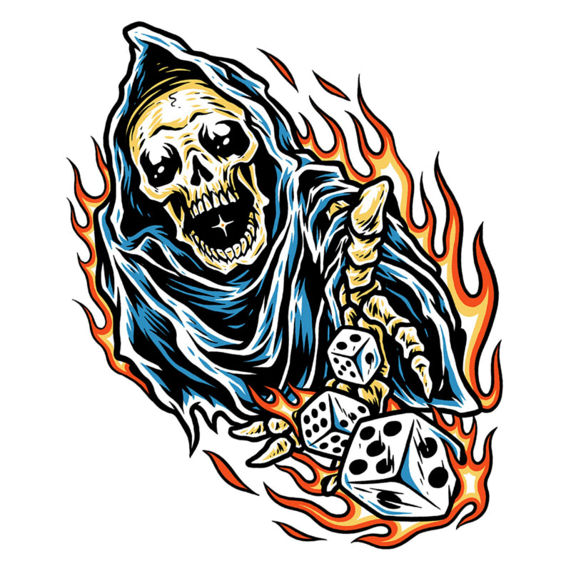 STICKER-STICKER LETHAL THREAT MINI DICE REAPER (60x80mm)