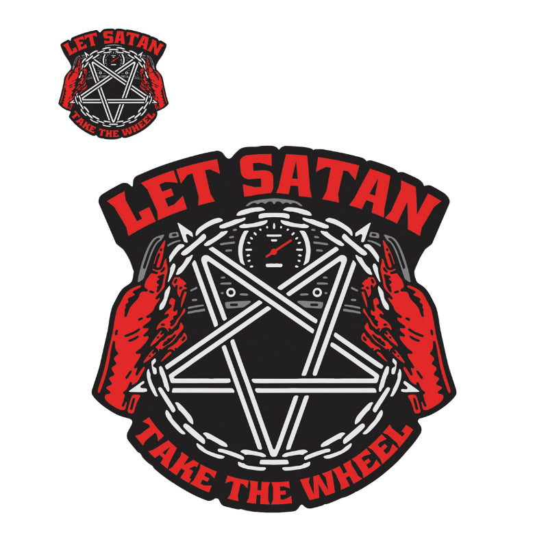 AUTOCOLLANT-STICKER LETHAL THREAT MINI SATAN TAKE THE WHEEL (60x80mm)