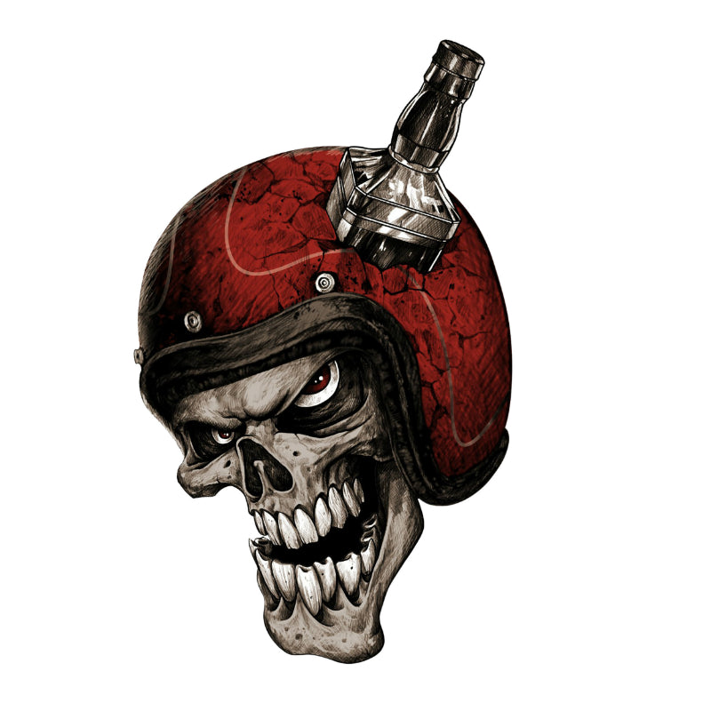 AUTOCOLLANT-STICKER LETHAL THREAT MINI WHISKEY BIKER SKULL (60x80mm)