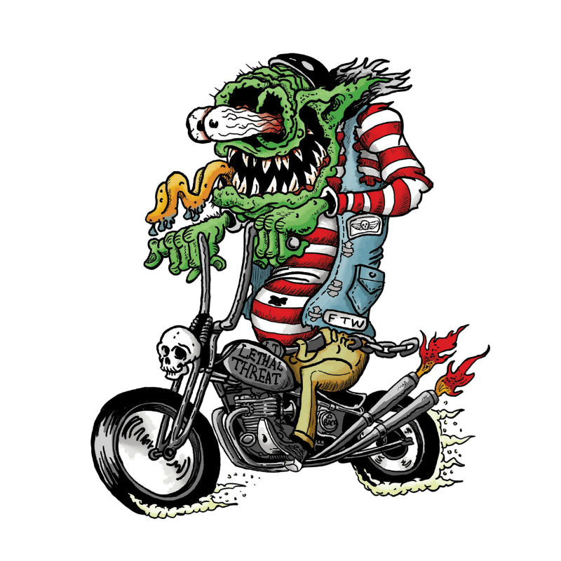 AUTOCOLLANT-STICKER LETHAL THREAT MINI HARDCORE BIKER MONSTER (60x80mm)