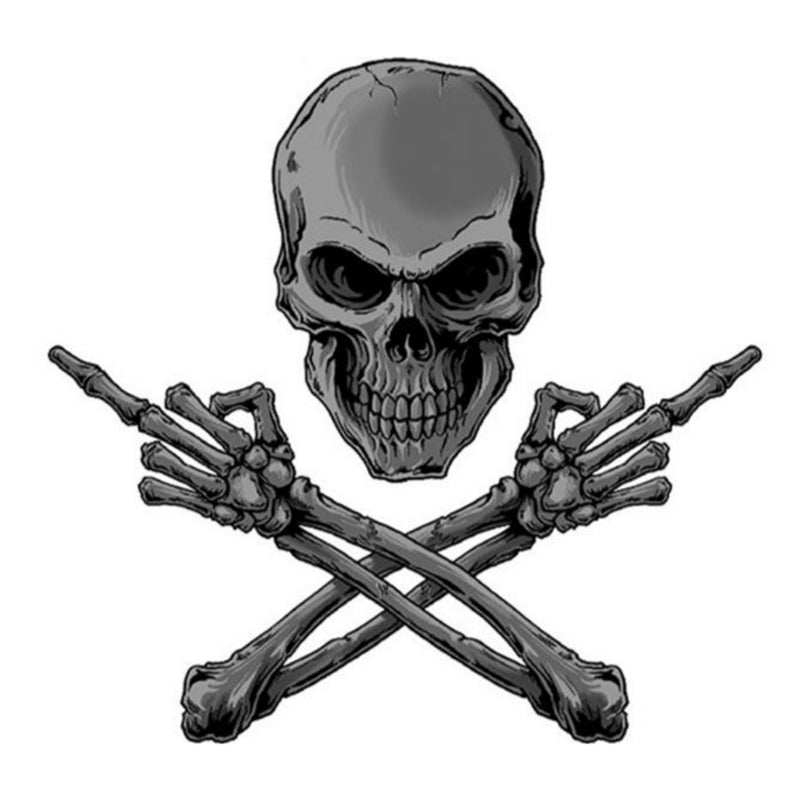 AUTOCOLLANT-STICKER LETHAL THREAT MINI MIDDLE FINGER SKULL (60x80mm)