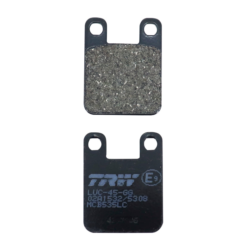 PLAQUETTE DE FREIN TRW POUR DERBI 50 SENDA AV - PEUGEOT 50 SPEEDFIGHT 1 1996+ AV, LUDIX (AJP) AV - MBK 50 X-POWER 2004+ AR, X-LIMIT 2004+ AR - YAMAHA 50 TZR 2004+ AR, DTR 2004+ (MCB535 LC)