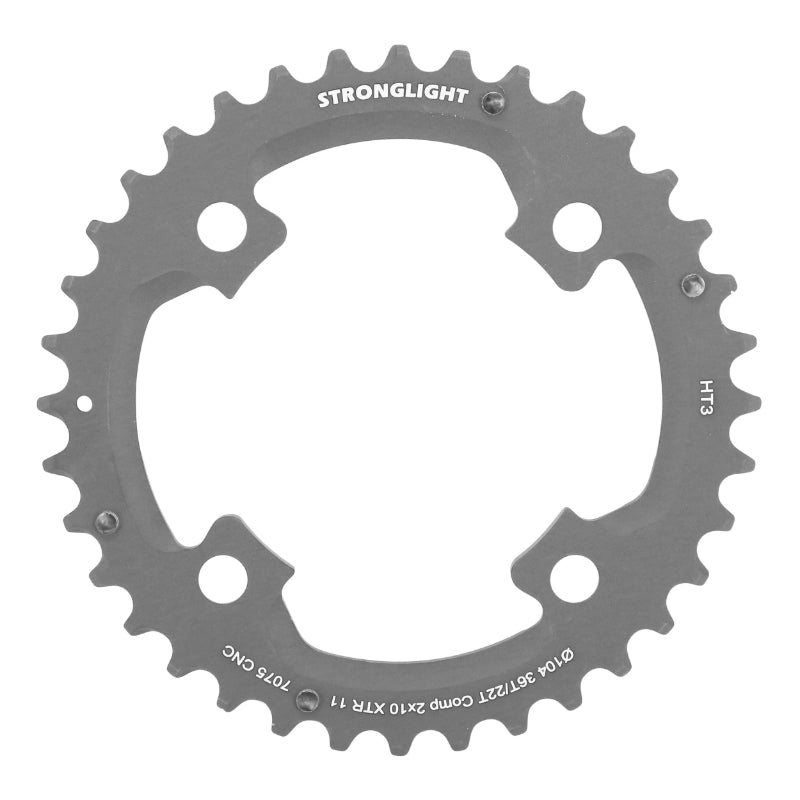 4BRA D.104 MTB CHAINRING FOR SHIMANO XTR M980 STRONGLIGHT DOUBLE HT3 36T OUTER BLACK (FOR INTERNAL 22T) UNTHREADED 10V.