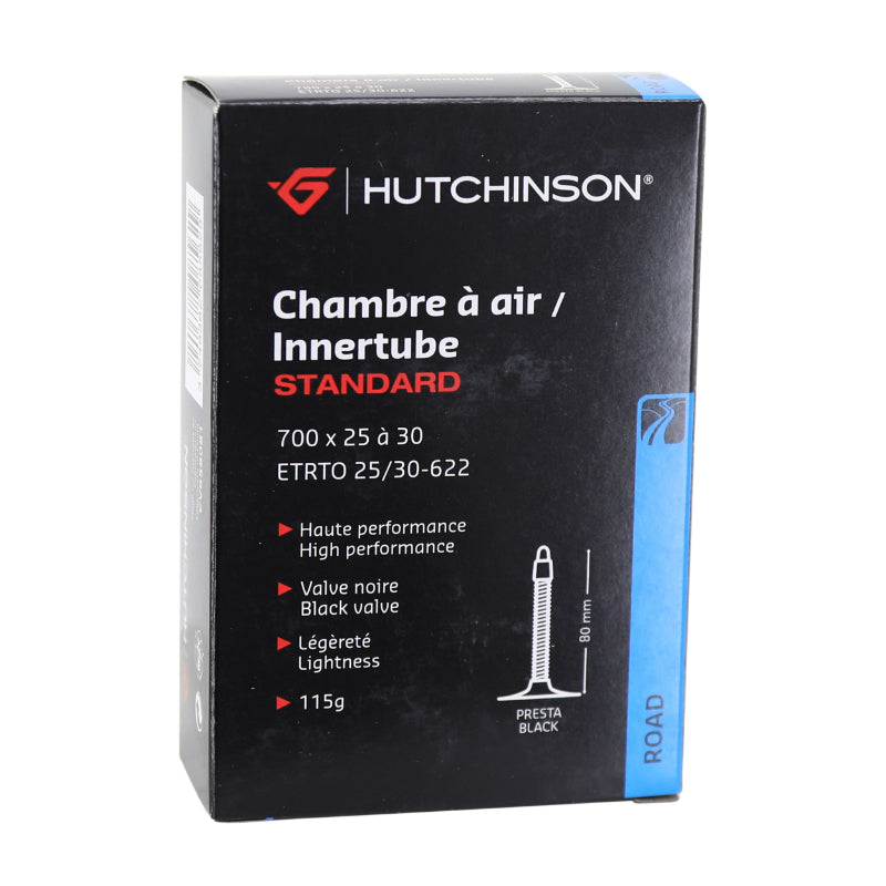 CHAMBRE A AIR VELO 700 x 25-30 HUTCHINSON VALVE PRESTA NOIR 80mm