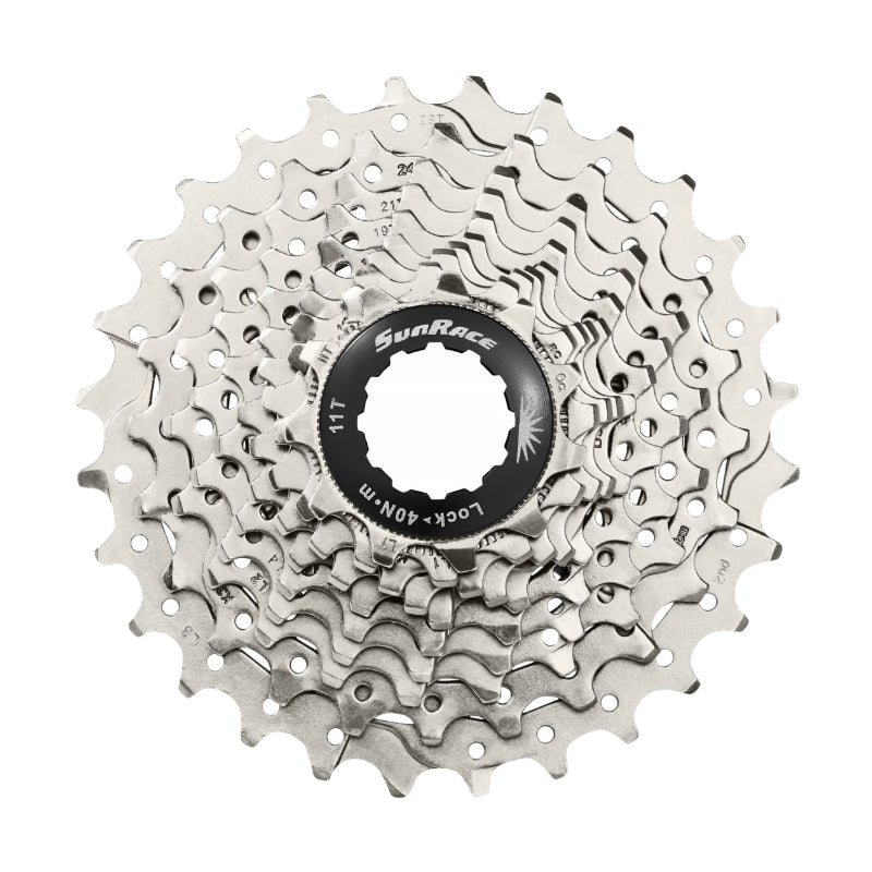 CASSETTE 10V. SUNRACE RS1 11-25 ROUTE POUR SHIMANO (NIVEAU 105) METALLIC ARGENT (LIVRE EN BOITE) (11-12-13-14-15-17-19-21-23-25) (1 BLOC + PIGNONS)