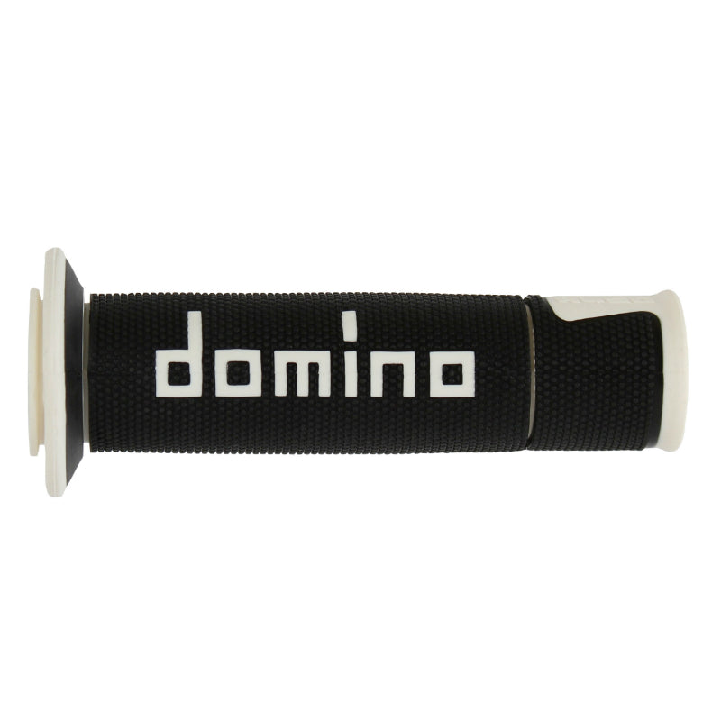 DOMINO MOTO ON ROAD A450 BLACK-WHITE OPEN END HANDLE COVERING 120-125mm (PAIR)