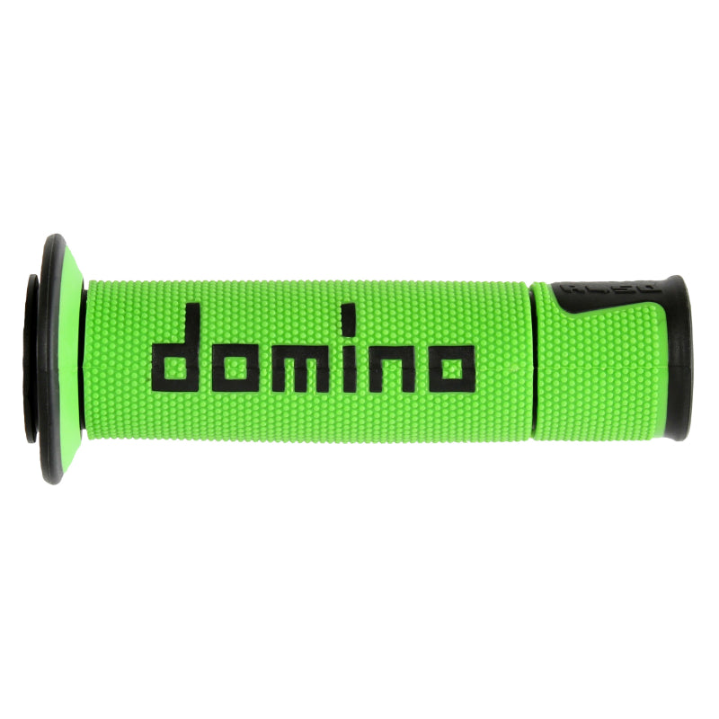 REVETEMENT POIGNEE DOMINO MOTO ON ROAD A450 VERT-NOIR OPEN END 120-125mm (PAIRE)