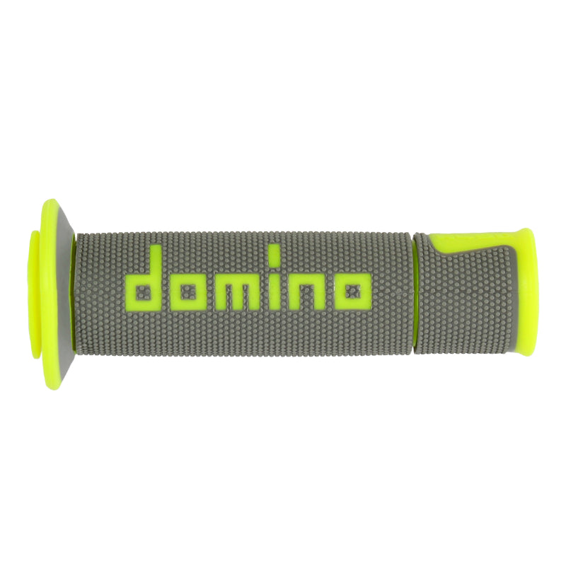 DOMINO MOTO ON ROAD A450 GREY-YELLOW FLUO OPEN END HANDLE COVERING 120-125mm (PAIR)