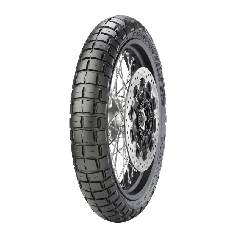 MOTORCYCLE TIRE 18'' 120-70-18 PIRELLI SCORPION RALLY STR MC RADIAL FRONT M+S TL 59V (DUCATI SCRAMBLER XL)