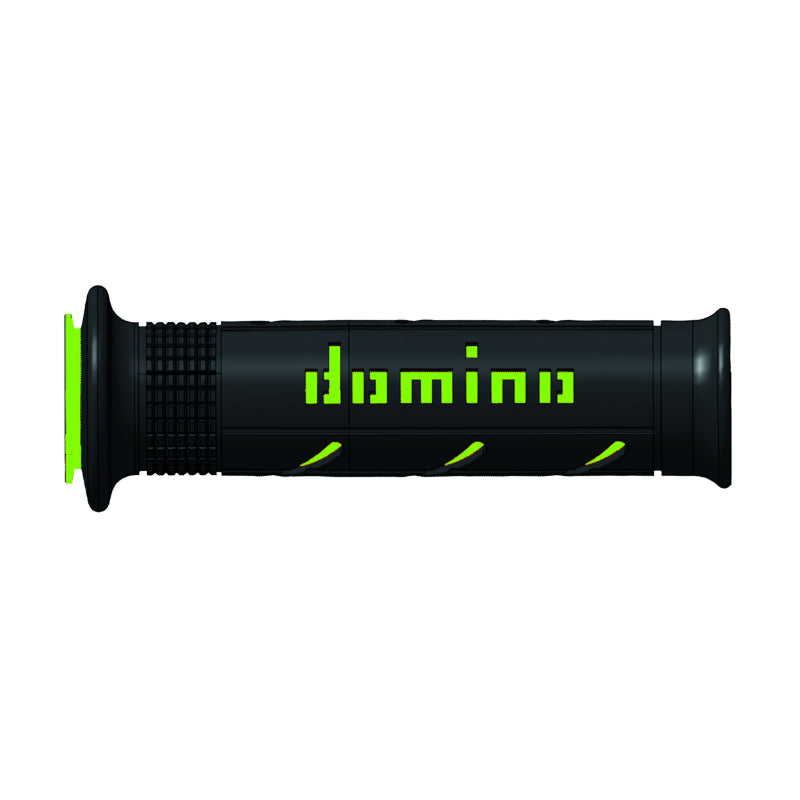 REVETEMENT POIGNEE DOMINO MOTO ON ROAD A250 NOIR-VERT OPEN END 120-125mm (PAIRE)