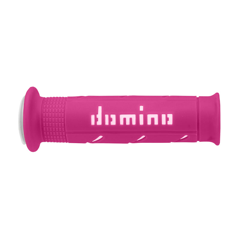 DOMINO MOTO ON ROAD A250 FUCHSIA-WHITE OPEN END HANDLE COVERING 120-125mm (PAIR)