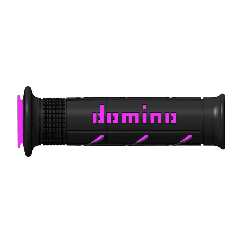 REVETEMENT POIGNEE DOMINO MOTO ON ROAD A250 NOIR-FUCHSIA OPEN END 120-125mm (PAIRE)