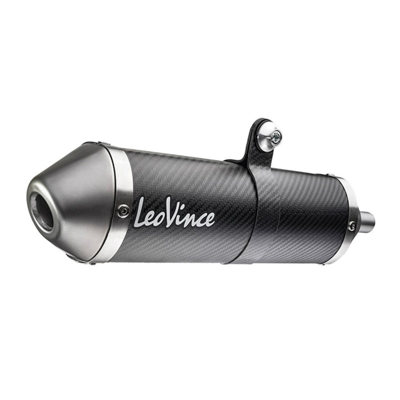 SILENCIEUX 50 A BOITE LEOVINCE X-FIGHT CARBONE POUR RIEJU 50 MRT, SM, PRO VENDU SANS LE COLLECTEUR (PASSAGE HAUT A DROITE) (REF 17003) (HOMOLOGUE CE)