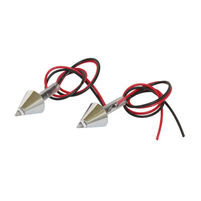 ECLAIRAGE DE PLAQUE IMMATRICULATION REPLAY A LEDS CONIQUE CHROME DIAM 4mm (1 LED ROUGE) (PAIRE)