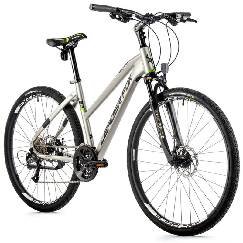 VELO MUSCULAIRE VTC 28 LEADER FOX TOSCANA 2023 FEMME ARGENT MAT 9V CADRE 16,5 POUCES (TAILLE ADULTE 160 à 168 cm)