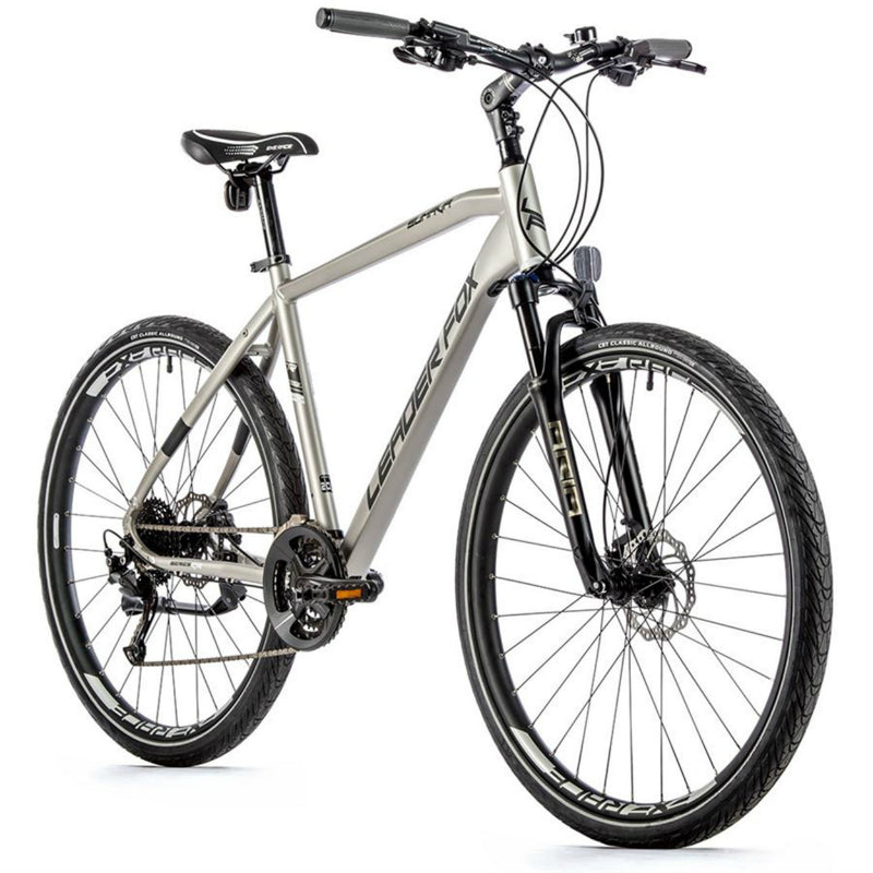 VELO MUSCULAIRE VTC 28 LEADER FOX SUMAVA 2023 HOMME ARGENT MAT 9V CADRE 19 POUCES (TAILLE ADULTE 175 à 183 cm)