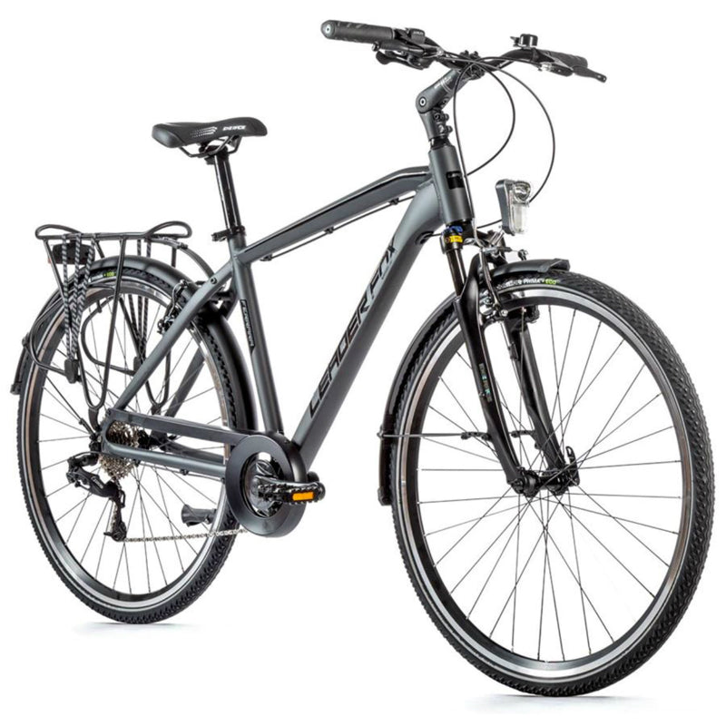 VELO MUSCULAIRE CITY BIKE 28 LEADER FOX FERRARA 2023 HOMME GRIS 8V (19'' - H48cm - TAILLE L - POUR ADULTE DE 175cm à 183cm)