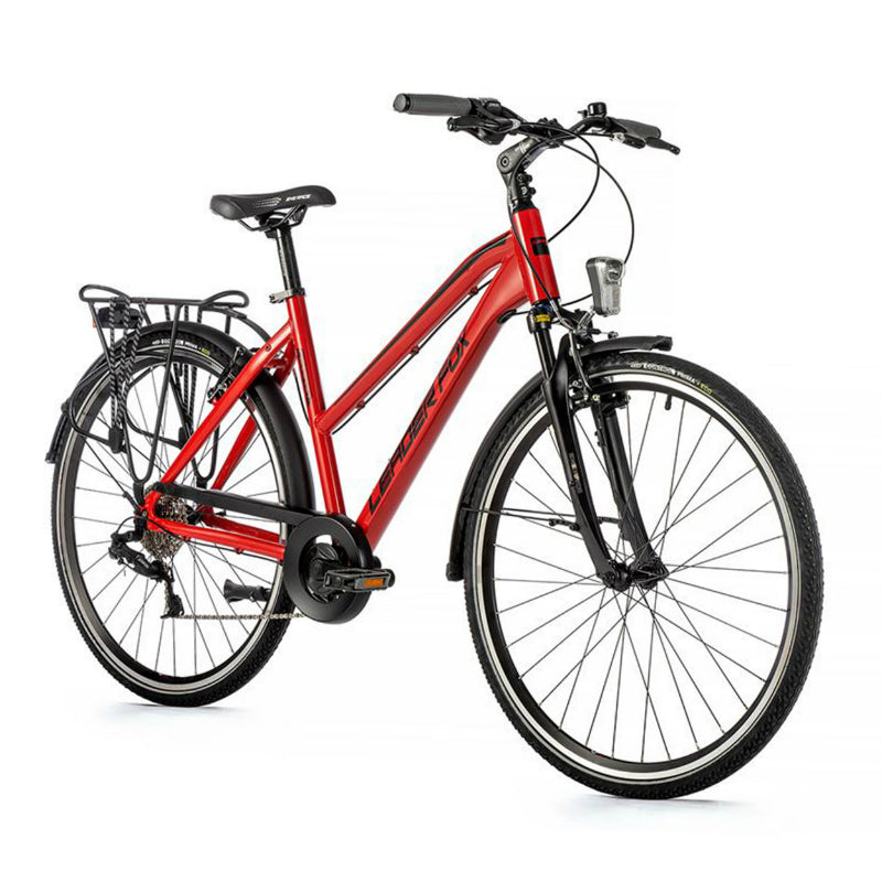 SPIERFIETS STADSFIETS 28 LEADER FOX FERRARA 2023 VROUWEN ROOD DUCATI 8S FRAME 16,5 INCHES (volwassenenmaat 160 tot 168 cm)