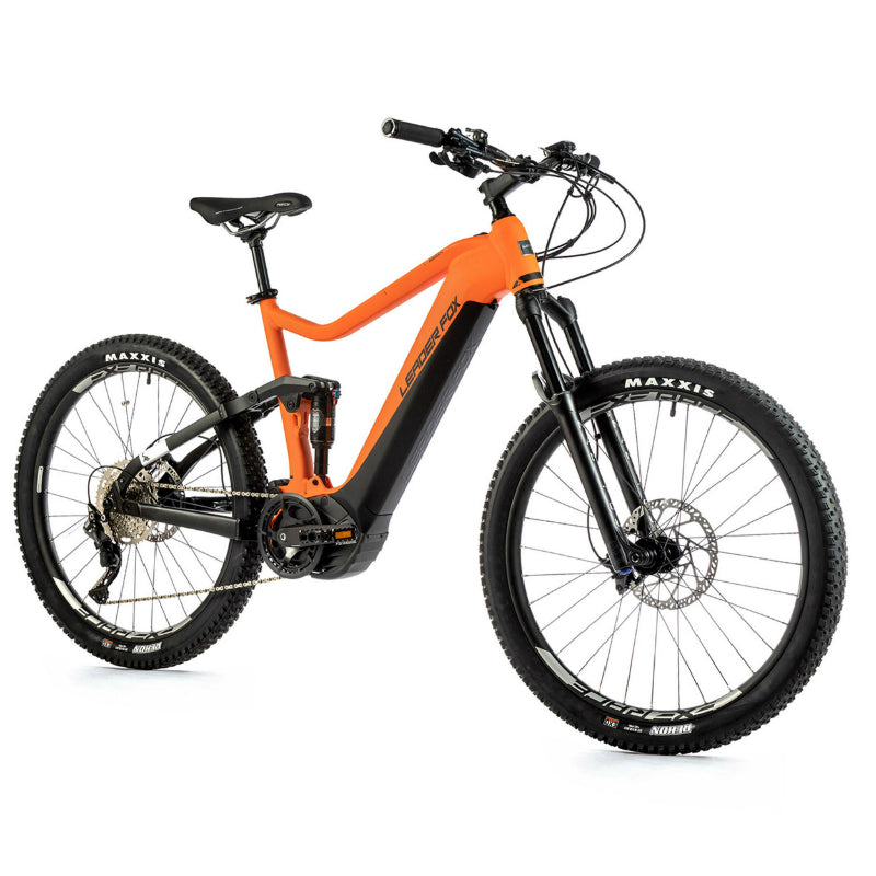 VELO ELECTRIQUE-VAE VTT 27,5 LEADER FOX ARRAN 2023 TOUT SUSPENDU HOMME ORANGE NEON 10V MOTEUR CENTRAL PANASONIC GX ULTIMATE 36V 90Nm BATTERIE 20Ah (CADRE 16'' - H42cm - S - ADULTE DE 158cm à 168cm)