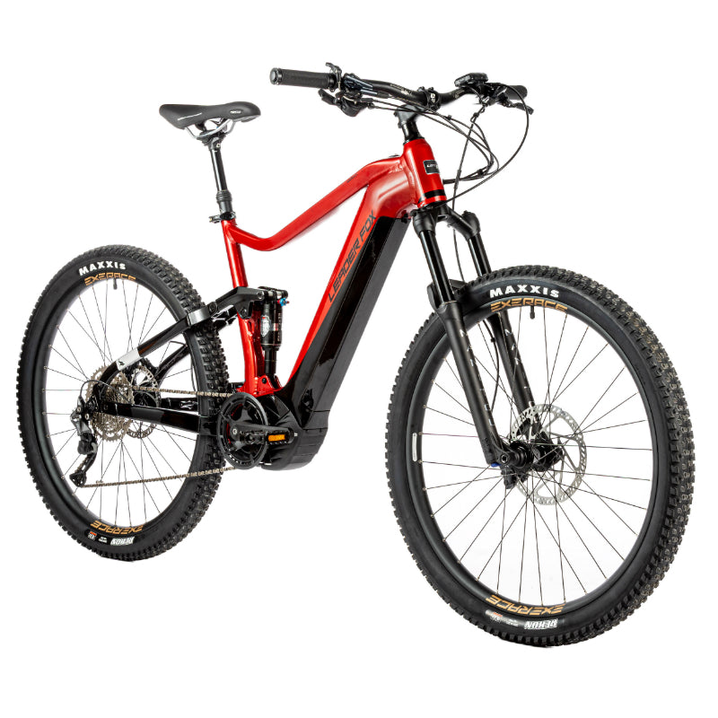 VELO ELECTRIQUE-VAE VTT 29 LEADER FOX ARRAN 2023 TOUT SUSPENDU HOMME ROUGE TIGRE 10V MOTEUR CENTRAL PANASONIC GX ULTIMATE 36V 90Nm BATTERIE 20Ah (CADRE 19,5" - H50cm - L - ADULTE DE 178cm à 185cm)