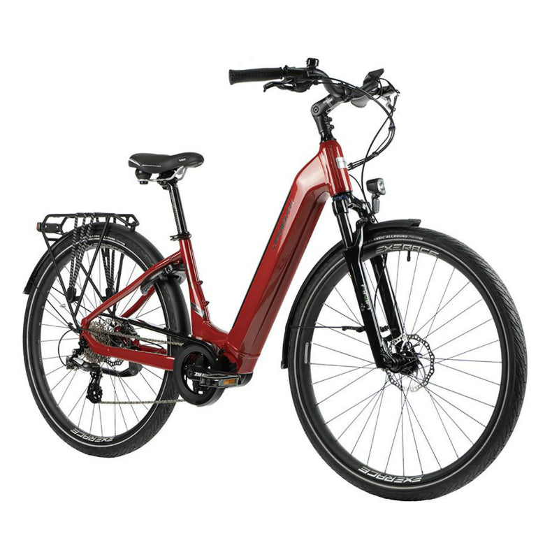 VELO ELECTRIQUE-VAE CITY 28 LEADER FOX SAGA 2023 MIXTE ROUGE TIGRE 8V MOTEUR CENTRAL BAFANG M300 36V 80Nm BATTERIE 15Ah (16,5'' - H43cm - TAILLE S - POUR ADULTE DE 158cm à 168cm)