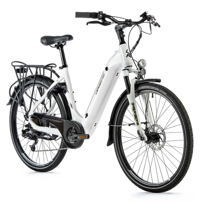 ELEKTRISCHE FIETS-VAE CITY 26 LEADER FOX LOTUS 2023 GEMENGD WIT 7V MOTOR ACHTERWIEL BAFANG 36V 45Nm BATTERIJ 15Ah (16.5'' - H43cm - MAAT S - VOOR VOLWASSENEN VAN 158cm tot 168cm)