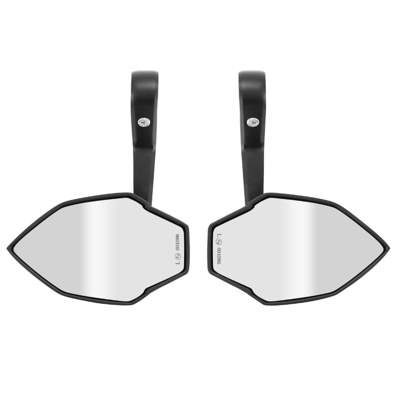 AVOC OHIO MOTORCYCLE MIRROR BLACK ALUMINUM HANDLEBAR END WITH PLASTIC ADAPTER FOR 7-8" OR 1" END (PAIR) (CE APPROVED)