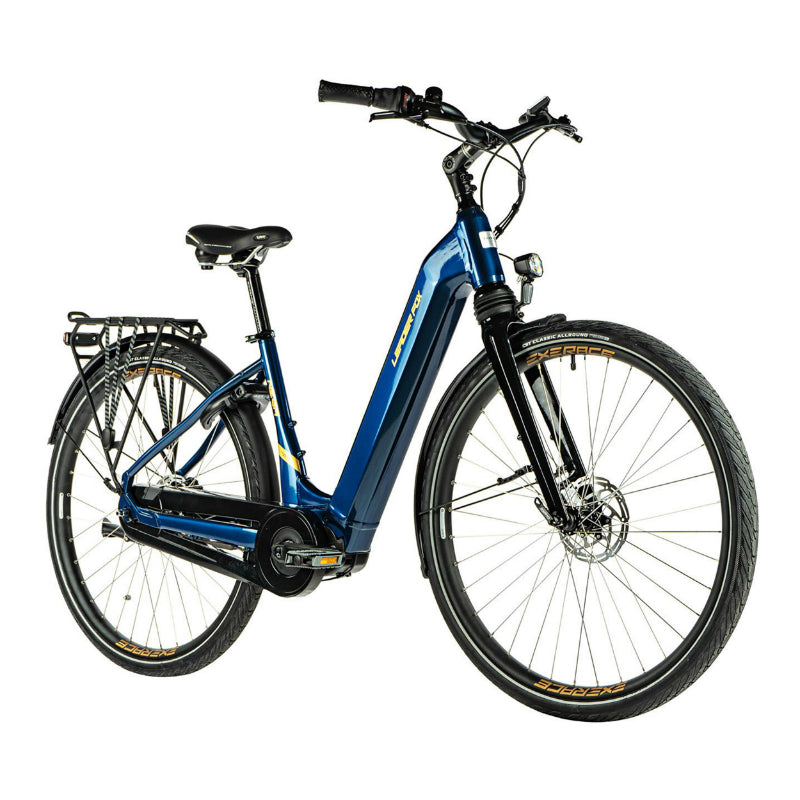 ELEKTRISCHE FIETS-VAE CITY 28 LEADER FOX NEBA 2023 MIXED TIGER BLUE 8V SHIMANO NEXUS CENTRALE MOTOR BAFANG M420 36V 80Nm 15Ah BATTERIJ (16.5'' - H43cm - MAAT S - VOOR VOLWASSENEN VAN 158cm tot 168cm)