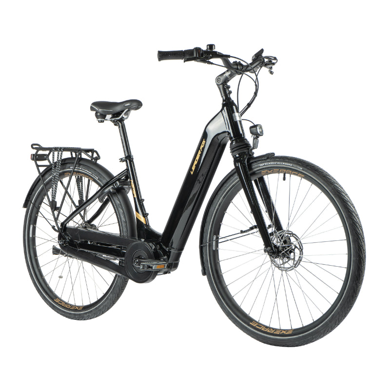 ELEKTRISCHE FIETS-VAE CITY 28 LEADER FOX NEBA 2023 GEMENGD ZWART 8V SHIMANO NEXUS CENTRALE MOTOR BAFANG M420 36V 80Nm 15Ah BATTERIJ (16.5'' - H43cm - MAAT S - VOOR VOLWASSENEN VAN 158cm tot 168cm)