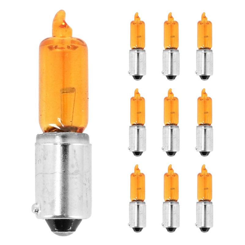 MINIATUUR HALOGEEN LAMP H21W 12V 21W BAX9s MINI LANGE BASIS OFFSET ORANJE LUGS (KNIPPEREN) (VERKOCHT PER 10) -P2R SELECTIE-