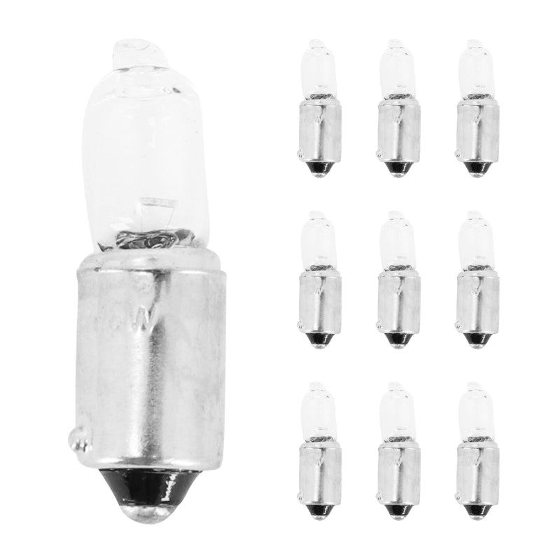 AMPOULE-LAMPE HALOGENE MINIATURE H6W 12V  6W  CULOT BAX9s TEMOIN ERGOTS DECALES BLANC (FEU DE POSITION) (BOITE DE 10)  -SELECTION P2R-