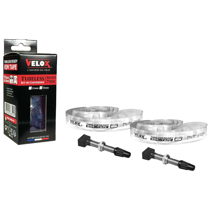 KIT CONVERSION VELOX TUBELESS ROUTE-GRAVEL 700 x 25 mm AVEC 2 VALVES (PAR 2 EN BOITE)