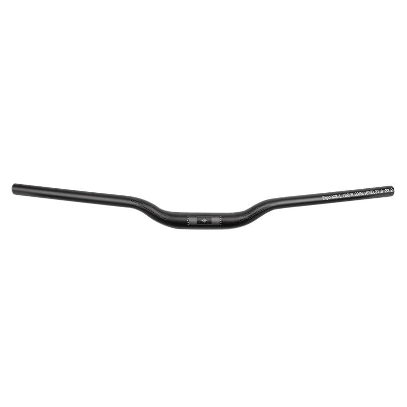 CINTRE VTT DEMI RELEVE ERGOTEC HANDLEBAR ERGO  XS ALU NOIR DIAM 31,8mm L 600mm RELEVE 30mm (HOMOLOGUE NIVEAU 5)