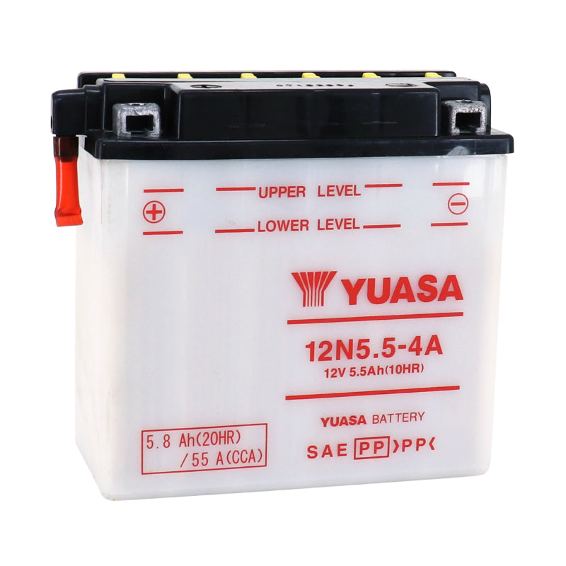 BATTERIE 12V  5,5 Ah 12N5.5-4A YUASA CONVENTIONNELLE AVEC ENTRETIEN  (Lg135xL60xH130mm)