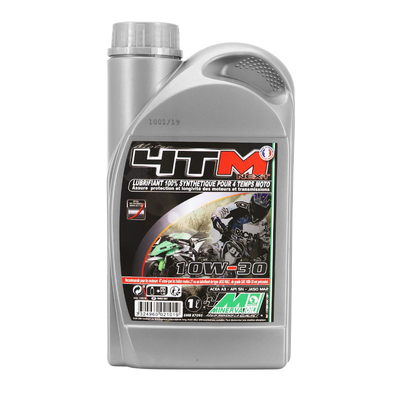 HUILE MOTEUR 4 TEMPS MINERVA MAXISCOOTER-MOTO 4TM SYNTHESE 10W30  (1L) (100% MADE IN FRANCE)